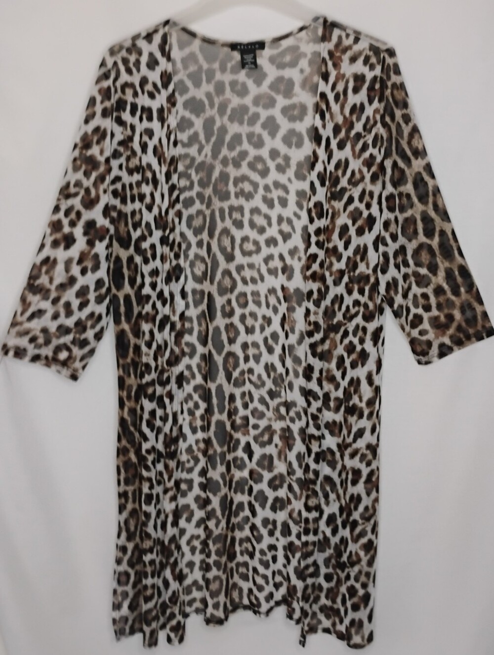 NEL + LO Size 2X Cheetah Print Duster Sheer Mesh Cardigan Kimono Beach Cover Up